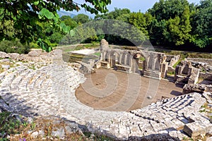 The theater of Butrint with its Proscenium, .Albania photo