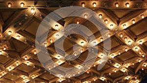 Theater Ceiling with Retro Flashing Marquee Lights in Downtown 1080p