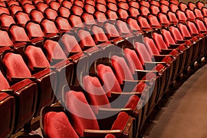 Theater chairs in an old vaudeville theater.