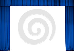 Theater or cinema blue curtain frame isolated