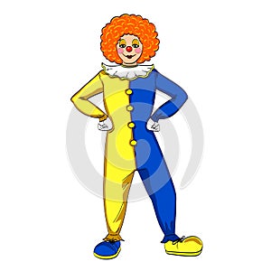 Theater, circus, a woman in a jester costume. Object on white background raster