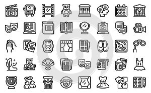 Theater class icons set outline vector. Drama actor