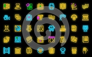 Theater class icons set vector neon