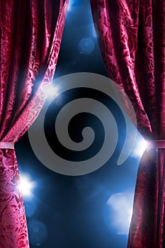 Theater curtain with dramatic lighting