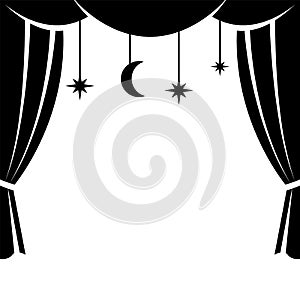 Theater curtain. Illustration vector icon