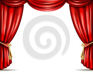 Theater curtain open flat banner illustration