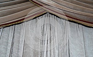 Theater curtain with silver & gold fiber.