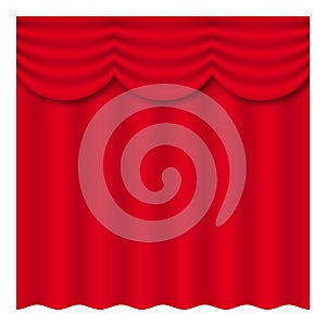 Theater curtain on white background. Theater stage. Decoration element. Classic cover design for decorative design. Red curtain.