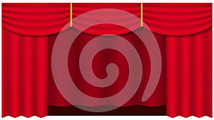 Theater curtain on white background. Theater stage. Decoration element. Classic cover design for decorative design. Red curtain.