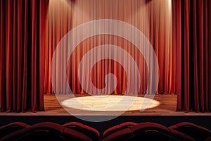 Theater curtains with spot light