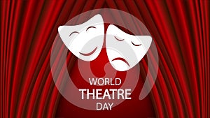 theater day world emotion mask red curtains