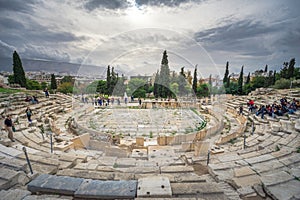 The theater of Dionysus under the ruins of Acropolis, Athens, Greece.