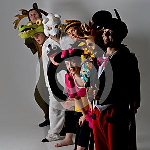 Theater group in animal costumes photo