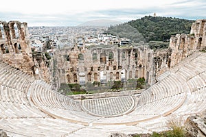 The theater of Herodion Atticus under the ruins of Acropolis, Athens, Greece