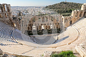 The theater of Herodion Atticus under the ruins of Acropolis, Athens, Greece