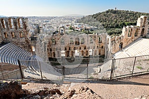 The theater of Herodion Atticus under the ruins of Acropolis, Athens, Greece