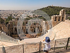 The theater of Herodion Atticus under the ruins of Acropolis, Athens, Greece.