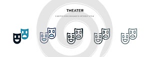 Theater icon in different style vector illustration. two colored and black theater vector icons designed in filled, outline, line
