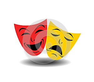 Theater icon with happy and sad masks. VECTOR