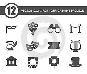 Theater icon set. Theater web icons