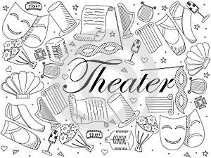 Theater line art design vector illustration