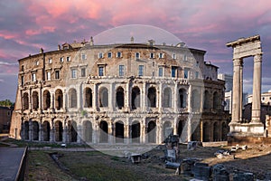 The Theater of Marcellus is an ancient open-air theater built in the closing years of the Roman Republic., Italy