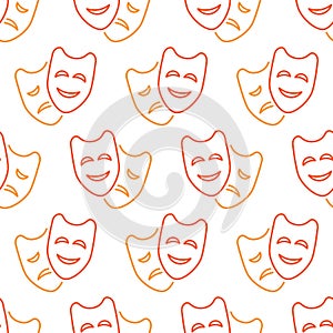 Theater mask seamless pattern with icons