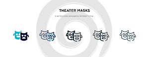 Theater masks icon in different style vector illustration. two colored and black theater masks vector icons designed in filled,