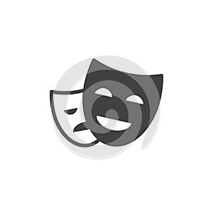 Theater masks icon vector, filled flat sign, solid pictogram isolated on white.