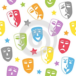 Theater Masks Seamless Pattern