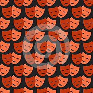 Theater masks seamless pattern vector.