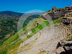 Theater of Pergamon Pergamum Ancient City in Bergama, Izmir, Turkey. Acropolis of Pergamon. Old ruin