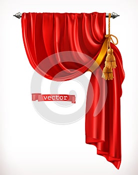 Theater. Red curtain. 3d vector