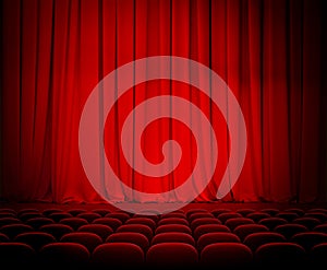 Theater red curtains and seats photo
