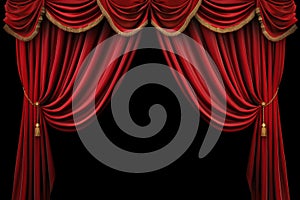 Theater red velvet curtain. Generate Ai