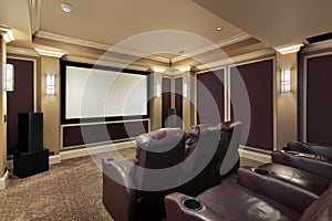 Theater room with lounge chairs