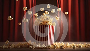 Theater\'s Encore: Popcorn Jubilation with a Dramatic Curtain Reveal