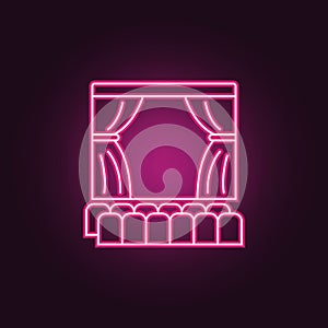 theater scene icon. Elements of Spotlight stage in neon style icons. Simple icon for websites, web design, mobile app, info