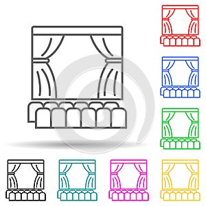 theater scene multi color style icon. Simple thin line, outline vector of spotlight stage icons for ui and ux, website or mobile