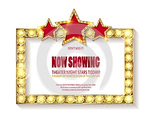 Theater sign or cinema sign on white background.