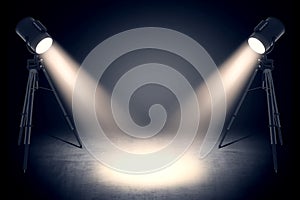 Theater spot lights in empty studio photo
