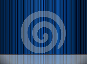 Theater stage blue curtain