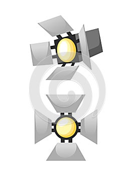 Theater or stage lighting ceiling spotlight vector illustration isolated on white background