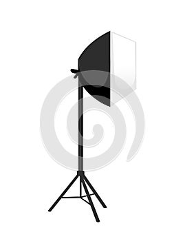 Theater or stage lighting spotlight on tripod vector illustration isolated on white background