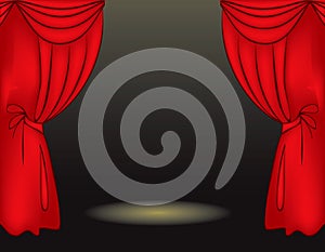 Theater stage red curtain