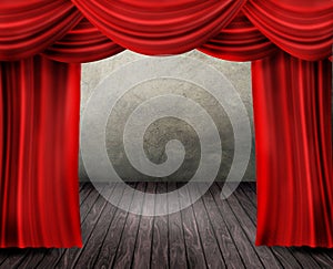 Theater Stage with red Curtain