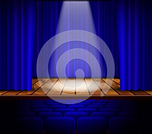 Theater stage with red curtain