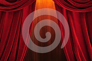 Theater stage red curtains