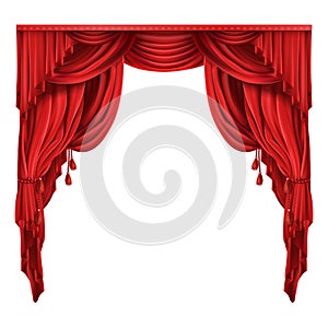 Theater stage red curtains realistic vector