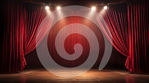 theater stage red curtains Show Spotlight